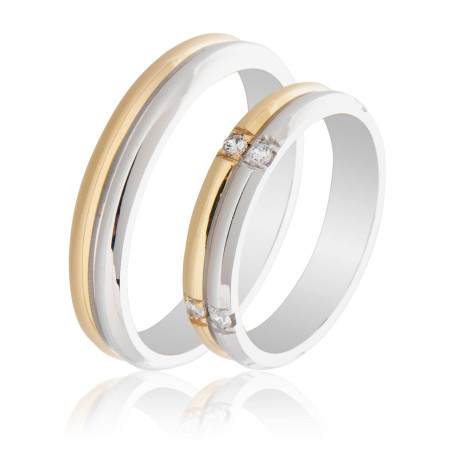 Maschio Femmina Διχρωμες Βερες Γαμου 14 Καρατίων μεμονωμένο τεμάχιο