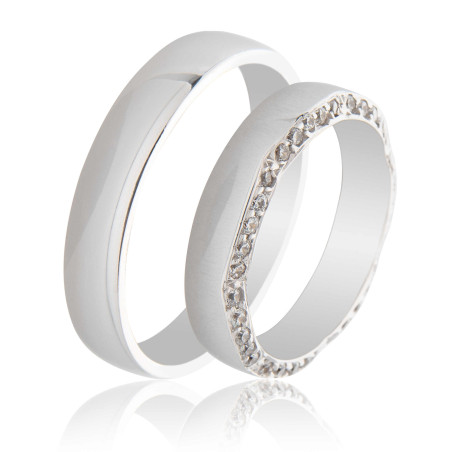 Maschio Femmina Λευκοχρυσες Βερες Γαμου 14 Καρατίων μεμονωμένο τεμάχιο