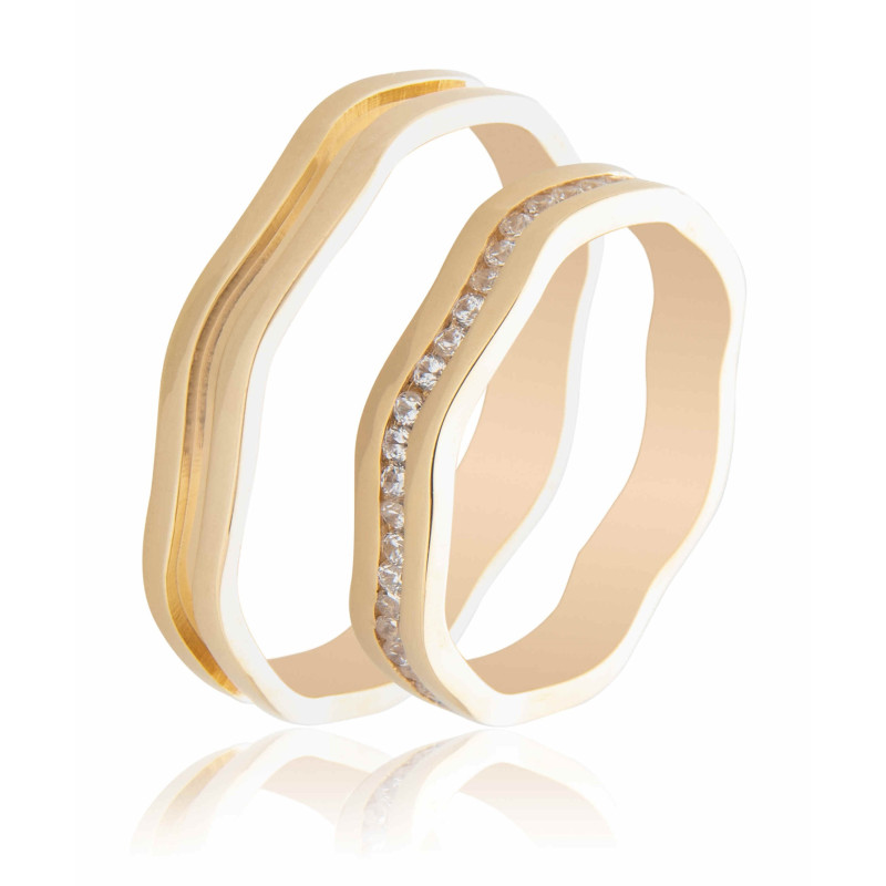 Maschio Femmina χρυσες Βερες Γαμου 14 Καρατίων μεμονωμένο τεμάχιο