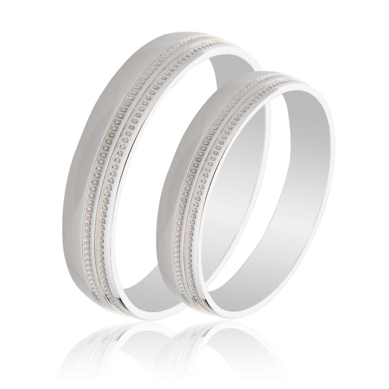 Maschio Femmina Λευκοχρυσες Βερες Γαμου 14 Καρατίων μεμονωμένο τεμάχιο