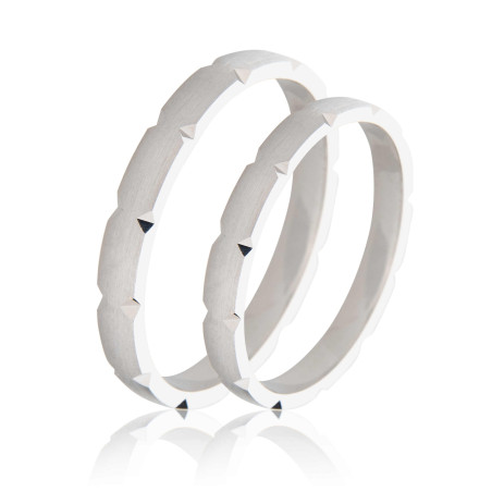 Maschio Femmina Λευκοχρυσες Βερες Γαμου 14 Καρατίων μεμονωμένο τεμάχιο