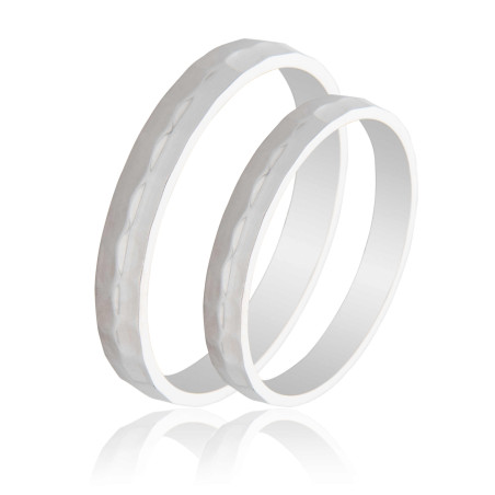 Maschio Femmina Λευκοχρυσες Βερες Γαμου 14 Καρατίων μεμονωμένο τεμάχιο