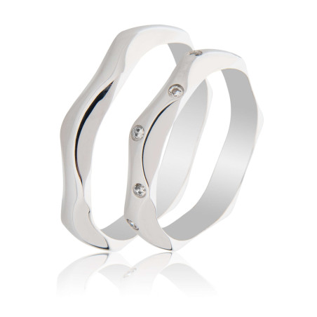 Maschio Femmina Λευκοχρυσες Βερες Γαμου 14 Καρατίων μεμονωμένο τεμάχιο