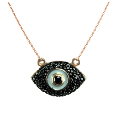 Κολιέ ματι ροζ χρυσο 14 καρατίων με ζιρκον