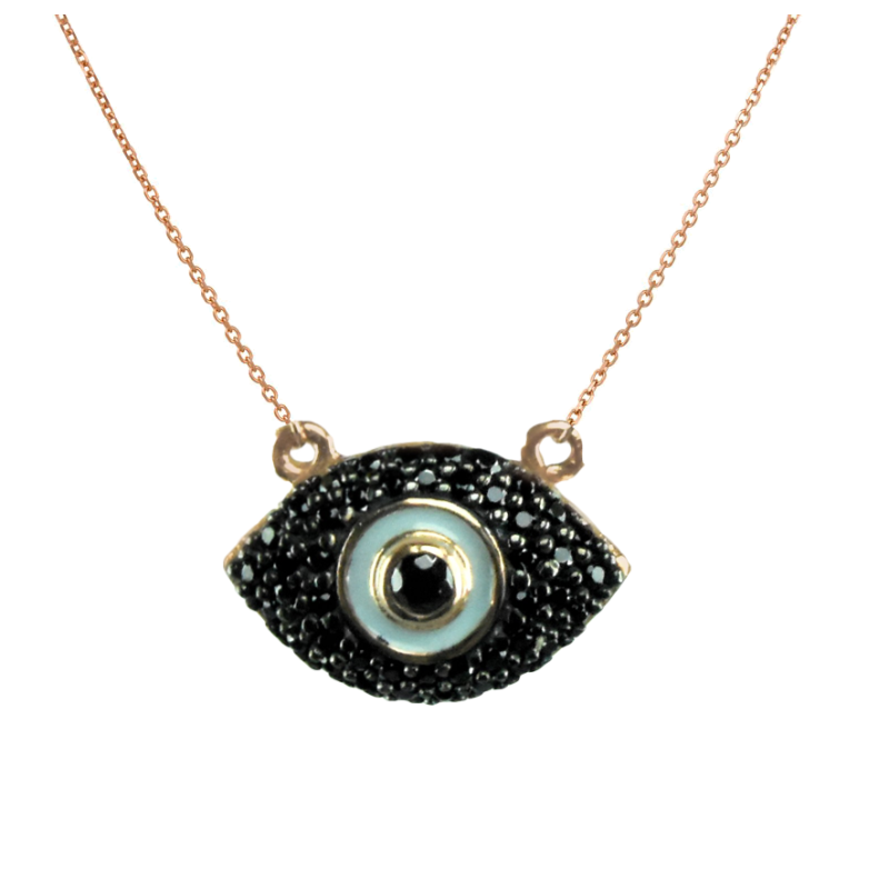 Κολιέ ματι ροζ χρυσο 14 καρατίων με ζιρκον