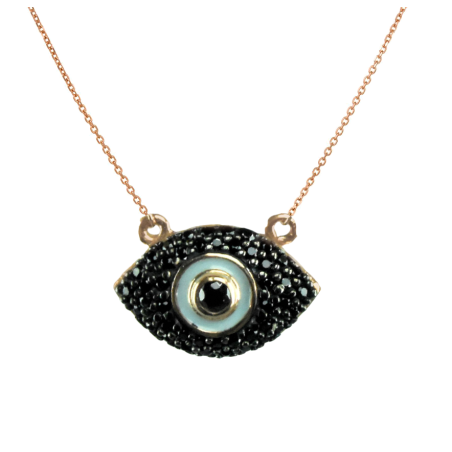 Κολιέ ματι ροζ χρυσο 14 καρατίων με ζιρκον