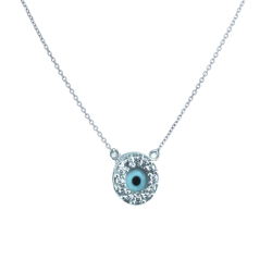 Κολιέ Λευκοχρυσο 14 καρατίων ματι με ζιρκον