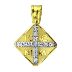 Κρεμαστό Κωνσταντινάτο φυλαχτό από χρυσό με ζιργκον 14Κ