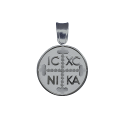 Κρεμαστό Κωνσταντινάτο φυλαχτό από Λευκοχρυσο 14Κ