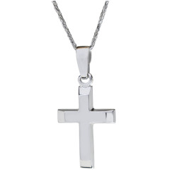 Λευκόχρυσος ανδρικός σταυρός με αλύσιδα 14 Καρατίων