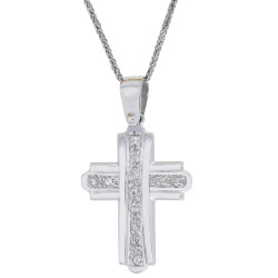 Λευκοχρυσος Σταυρός για Κοριτσι 14 Καρατίων 