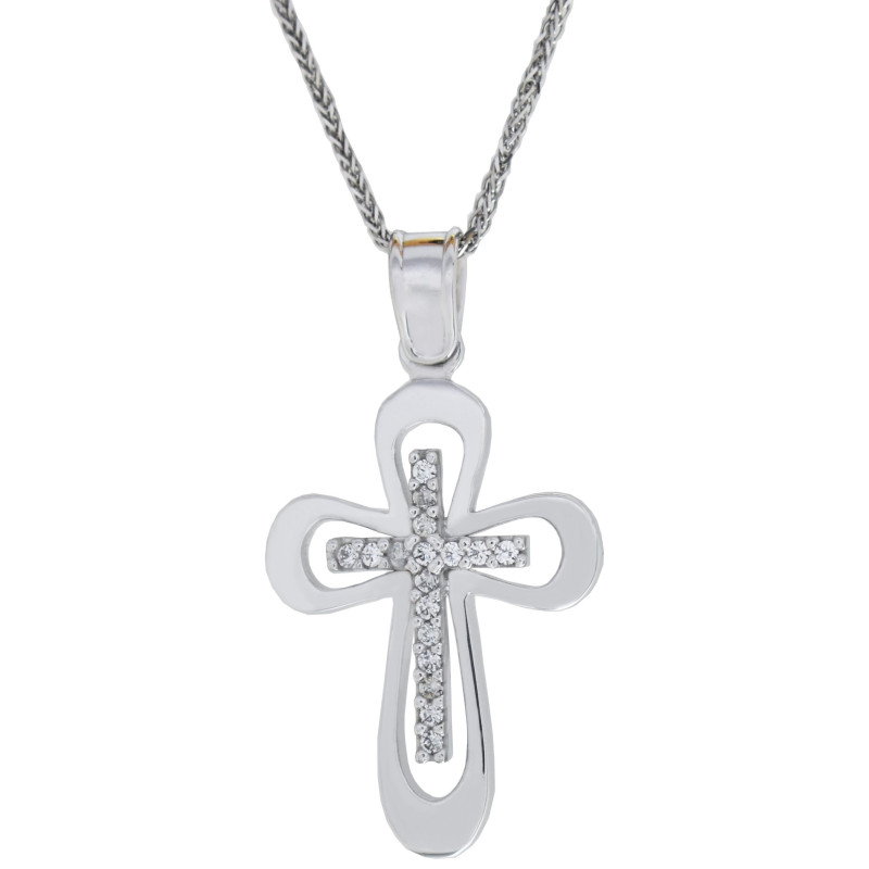 Λευκοχρυσος  Σταυρός για Κοριτσι 14 Καρατίων