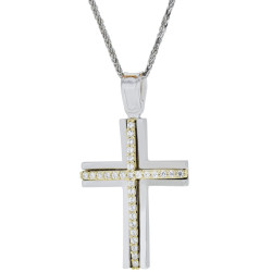 Λευκοχρυσος -Χρυσός Σταυρός για Κοριτσι 14 Καρατίων 