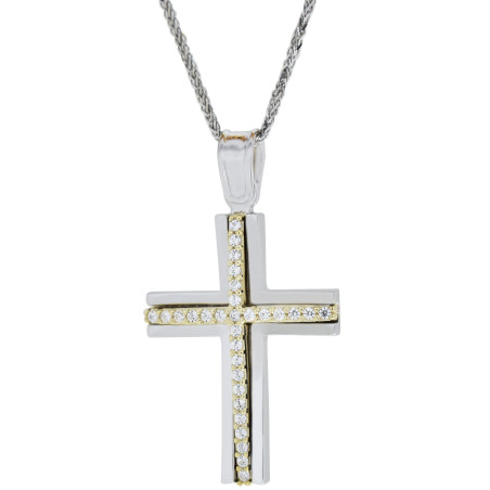 Λευκοχρυσος -Χρυσός Σταυρός για Κοριτσι 14 Καρατίων 