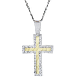 Λευκοχρυσο - Χρυσό Σταυρός για Κοριτσι 14 Καρατίων 