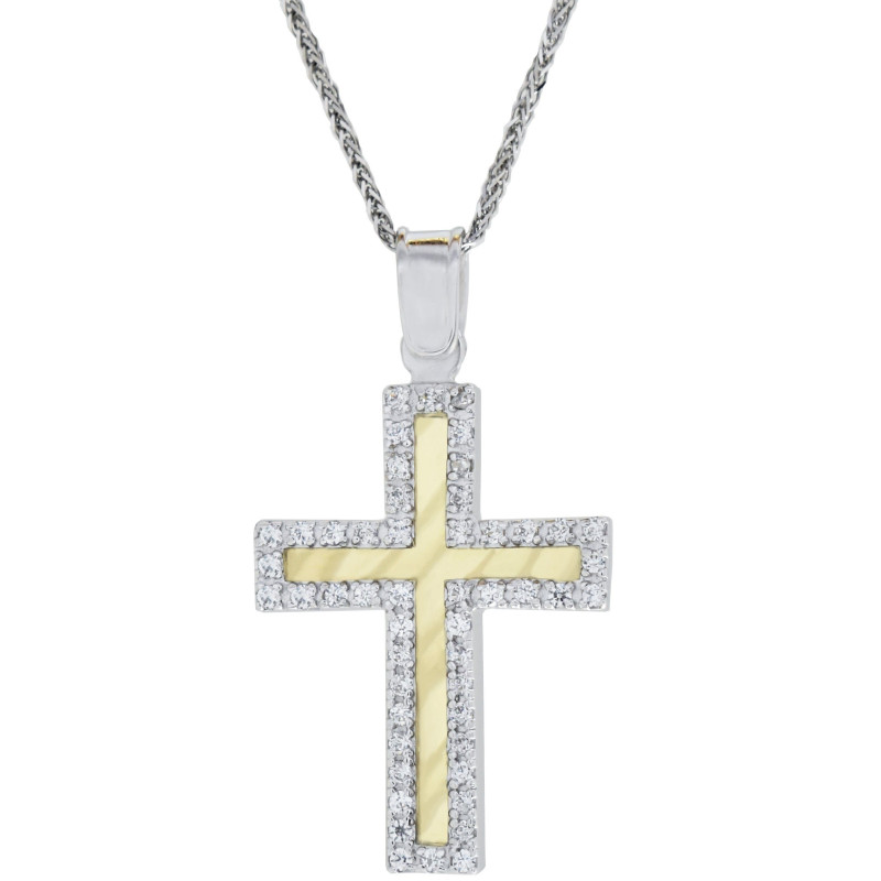 Λευκοχρυσο - Χρυσό Σταυρός για Κοριτσι 14 Καρατίων 