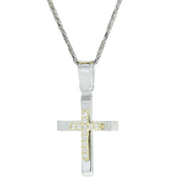 Λευκοχρυσος -Χρυσός Σταυρός για Κοριτσι 14 Καρατίων 