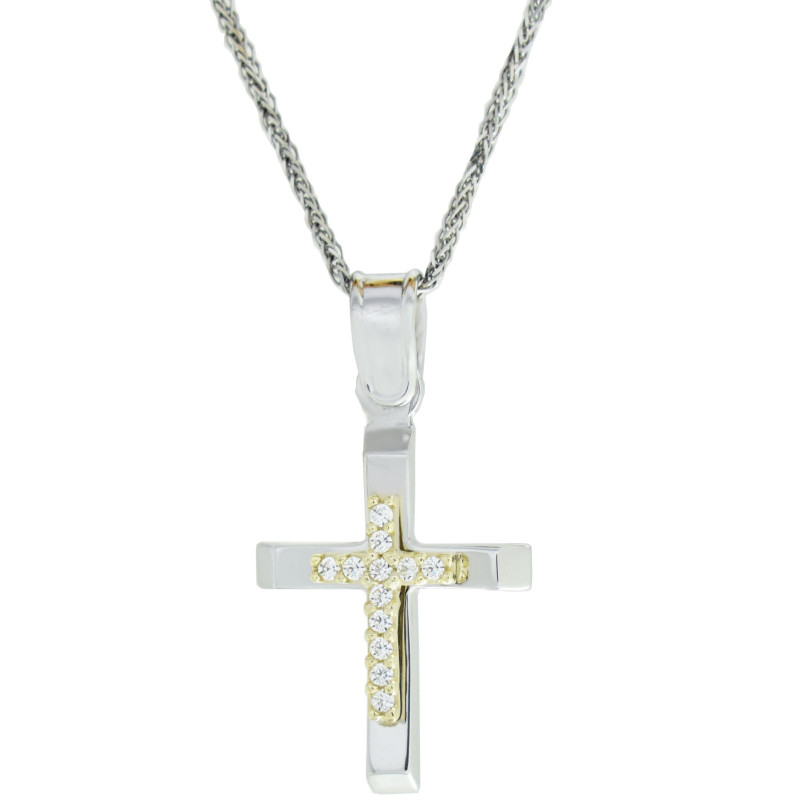 Λευκοχρυσος -Χρυσός Σταυρός για Κοριτσι 14 Καρατίων 