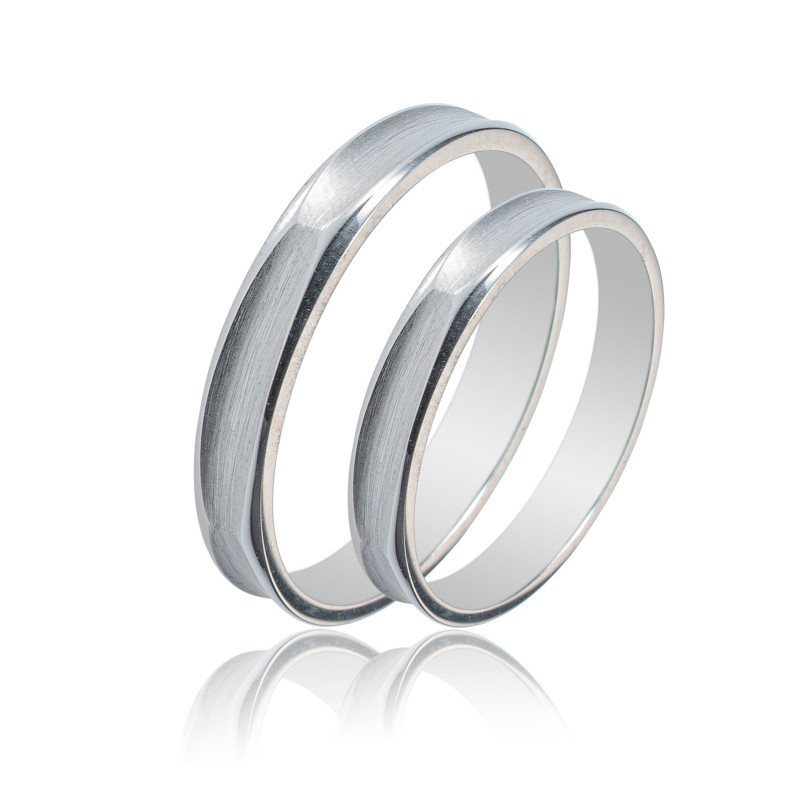 Maschio Femmina Λευκοχρυσες Βερες Γαμου 14 Καρατίων μεμονωμένο τεμάχιο