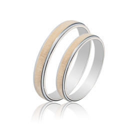 Maschio Femmina Διχρωμες Βερες Γαμου 14 Καρατίων μεμονωμένο τεμάχιο