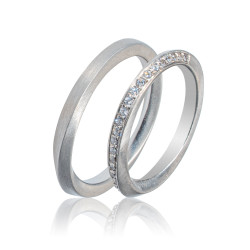 Maschio Femmina Λευκοχρυσες Βερες Γαμου 14 Καρατίων μεμονωμένο τεμάχιο