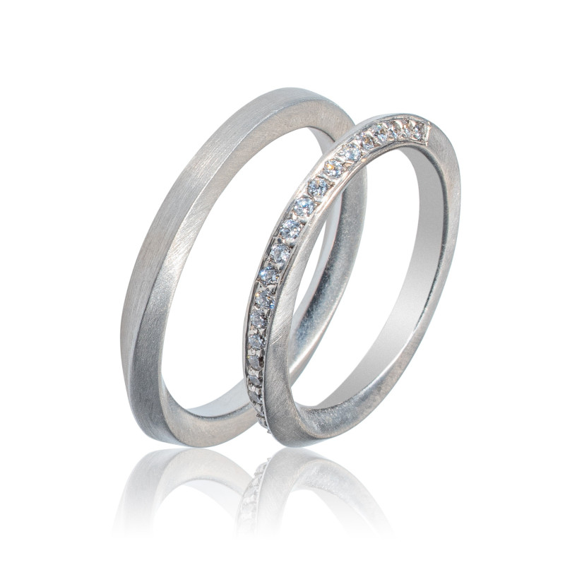 Maschio Femmina Λευκοχρυσες Βερες Γαμου 14 Καρατίων μεμονωμένο τεμάχιο