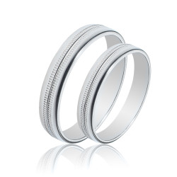 Maschio Femmina Λευκοχρυσες Βερες Γαμου 14 Καρατίων μεμονωμένο τεμάχιο