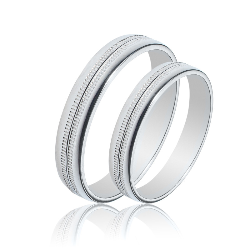 Maschio Femmina Λευκοχρυσες Βερες Γαμου 14 Καρατίων μεμονωμένο τεμάχιο