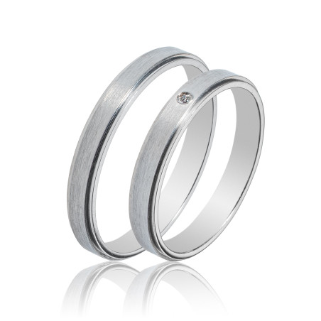 Maschio Femmina Λευκοχρυσες Βερες Γαμου 14 Καρατίων μεμονωμένο τεμάχιο