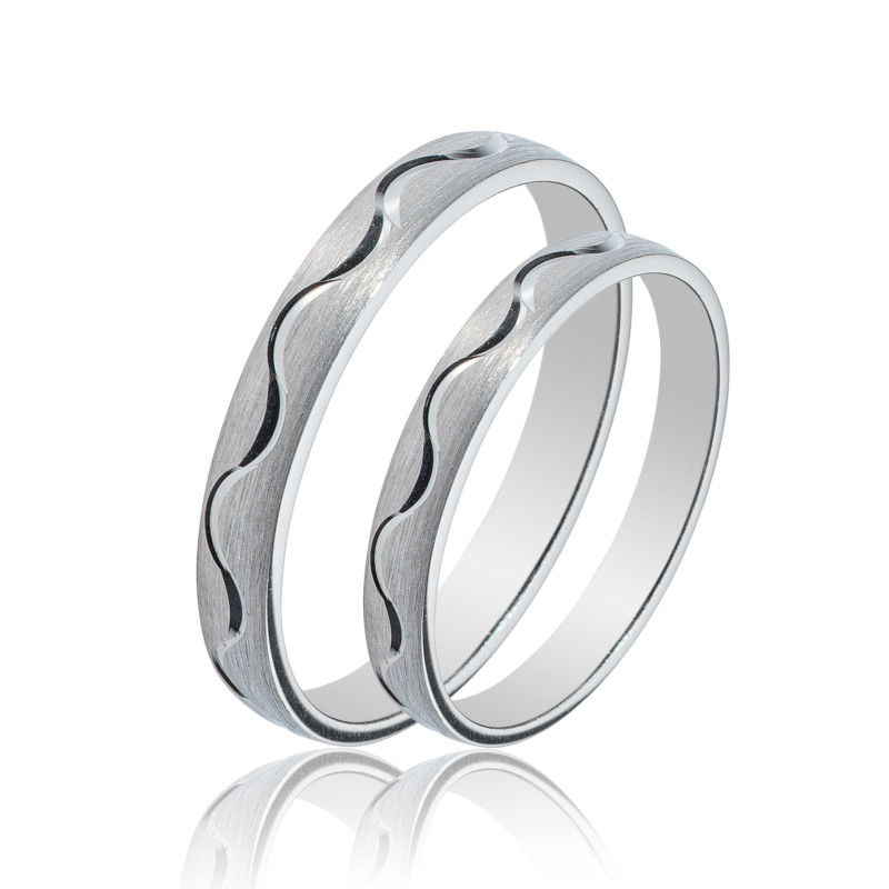 Maschio Femmina Λευκοχρυσες Βερες Γαμου 14 Καρατίων μεμονωμένο τεμάχιο