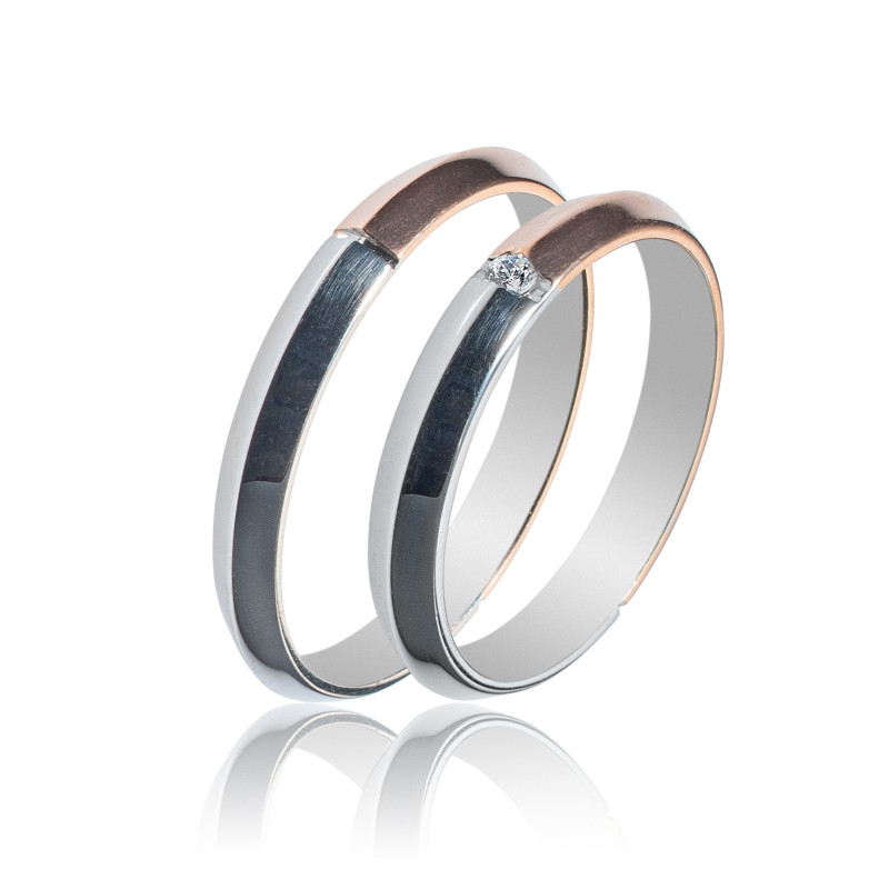 Maschio Femmina Διχρωμες Βερες Γαμου 14 Καρατίων μεμονωμένο τεμάχιο