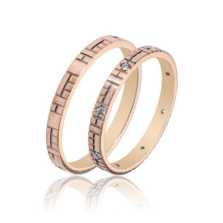 Maschio Femmina Ροζ Χρυσό Βερες Γαμου 14 Καρατίων μεμονωμένο τεμάχιο