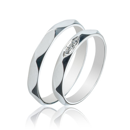 Maschio Femmina Λευκοχρυσες Βερες Γαμου 14 Καρατίων μεμονωμένο τεμάχιο