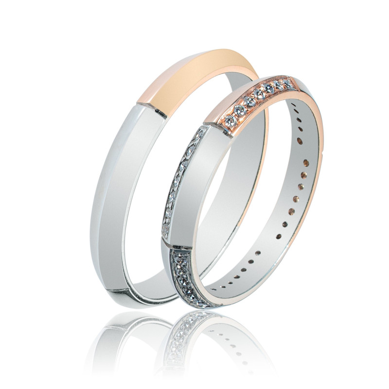 Maschio Femmina Διχρωμες Βερες Γαμου 14 Καρατίων μεμονωμένο τεμάχιο