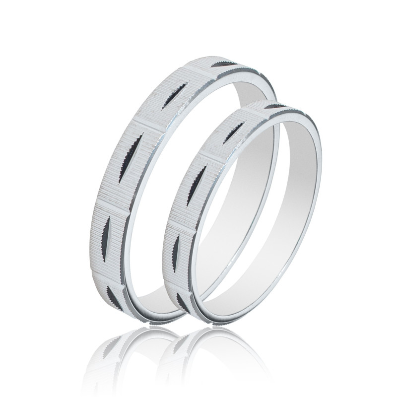 Maschio Femmina Λευκοχρυσες Βερες Γαμου 14 Καρατίων μεμονωμένο τεμάχιο