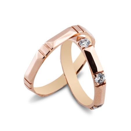 Maschio Femmina Ροζ Χρυσό Βερες Γαμου 14 Καρατίων μεμονωμένο τεμάχιο