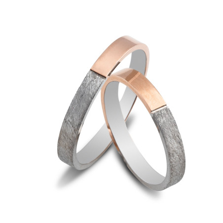 Maschio Femmina Διχρωμες Βερες Γαμου 14 Καρατίων μεμονωμένο τεμάχιο