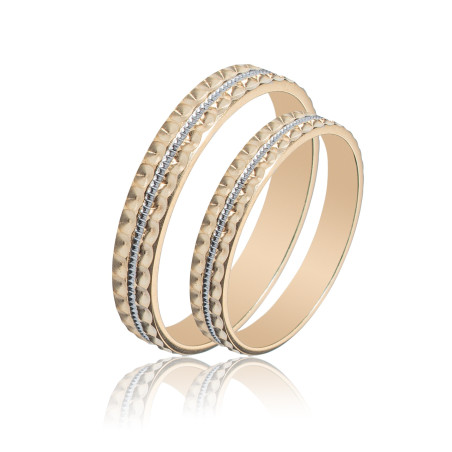 Maschio Femmina Διχρωμες Βερες Γαμου 14 Καρατίων μεμονωμένο τεμάχιο