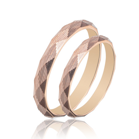 Maschio Femmina Ροζ Χρυσό Βερες Γαμου 14 Καρατίων μεμονωμένο τεμάχιο