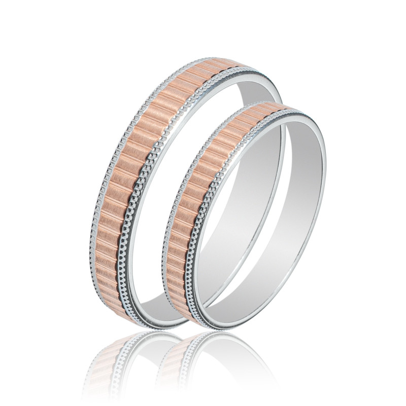 Maschio Femmina Διχρωμες Βερες Γαμου 14 Καρατίων μεμονωμένο τεμάχιο