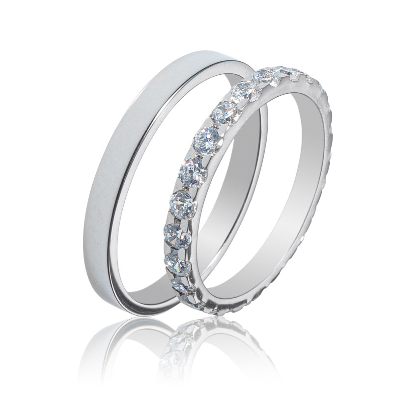 Maschio Femmina Λευκοχρυσες Βερες Γαμου 14 Καρατίων μεμονωμένο τεμάχιο