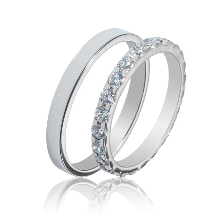 Maschio Femmina Λευκοχρυσες Βερες Γαμου 14 Καρατίων μεμονωμένο τεμάχιο