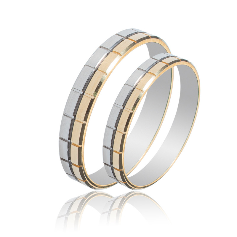 Maschio Femmina Διχρωμες Βερες Γαμου 14 Καρατίων μεμονωμένο τεμάχιο