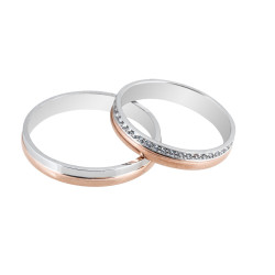 Maschio Femmina Διχρωμες Βερες Γαμου 14 Καρατίων μεμονωμένο τεμάχιο