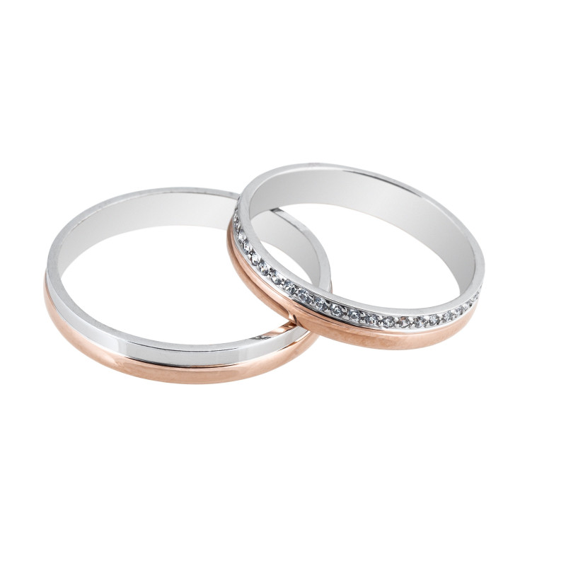 Maschio Femmina Διχρωμες Βερες Γαμου 14 Καρατίων μεμονωμένο τεμάχιο