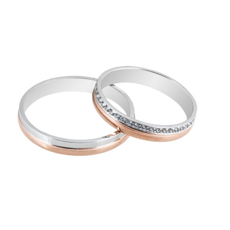 Maschio Femmina Διχρωμες Βερες Γαμου 14 Καρατίων μεμονωμένο τεμάχιο