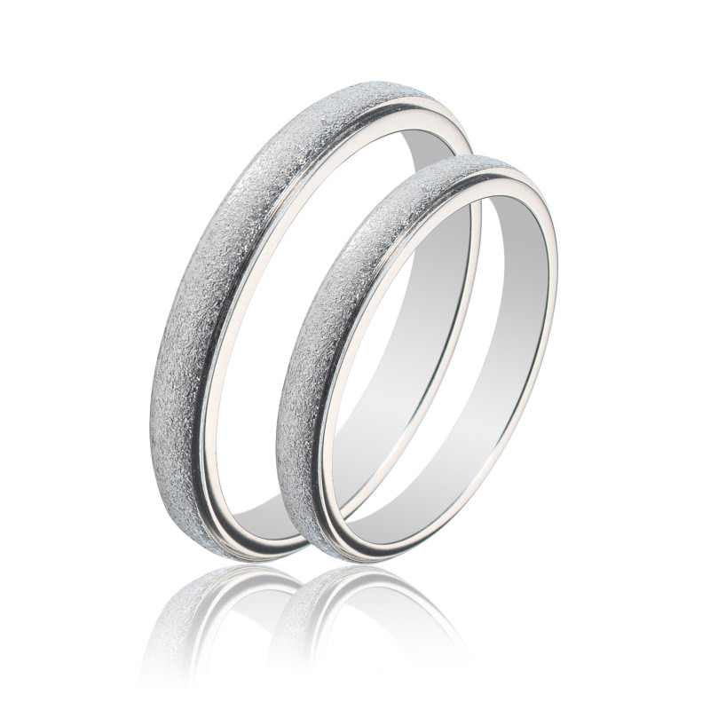 Maschio Femmina Λευκοχρυσες Βερες Γαμου 14 Καρατίων μεμονωμένο τεμάχιο