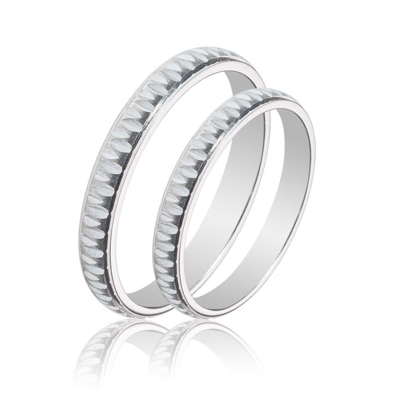 Maschio Femmina Λευκοχρυσες Βερες Γαμου 14 Καρατίων μεμονωμένο τεμάχιο