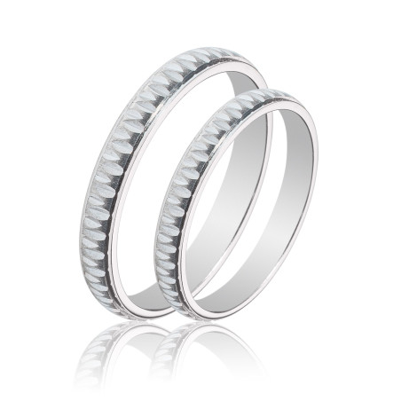 Maschio Femmina Λευκοχρυσες Βερες Γαμου 14 Καρατίων μεμονωμένο τεμάχιο