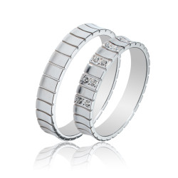 Maschio Femmina Λευκοχρυσες Βερες Γαμου 14 Καρατίων μεμονωμένο τεμάχιο